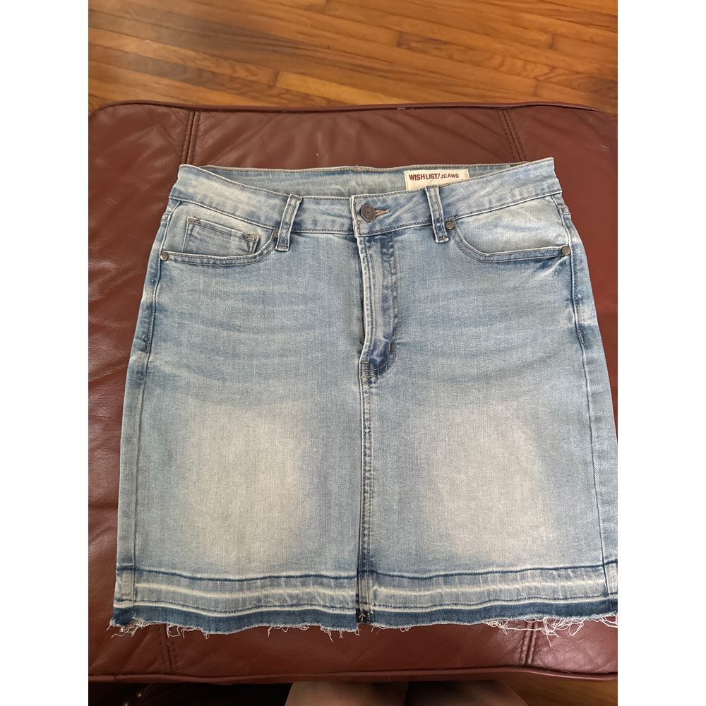 Vintage Wish List Jeans Denim Skirt - Light‎ Wash, Distressed Look